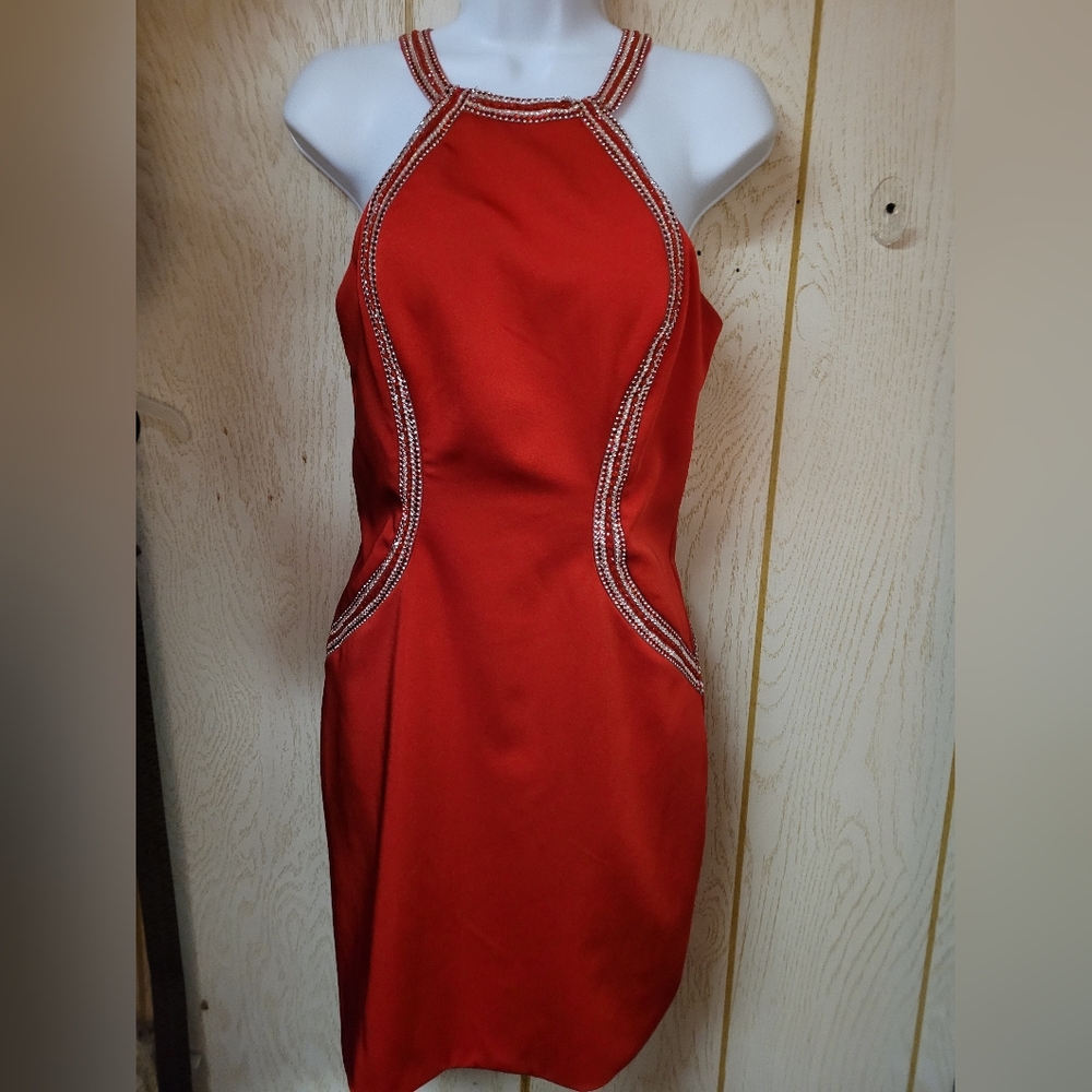 Elegant Red Halter Dress